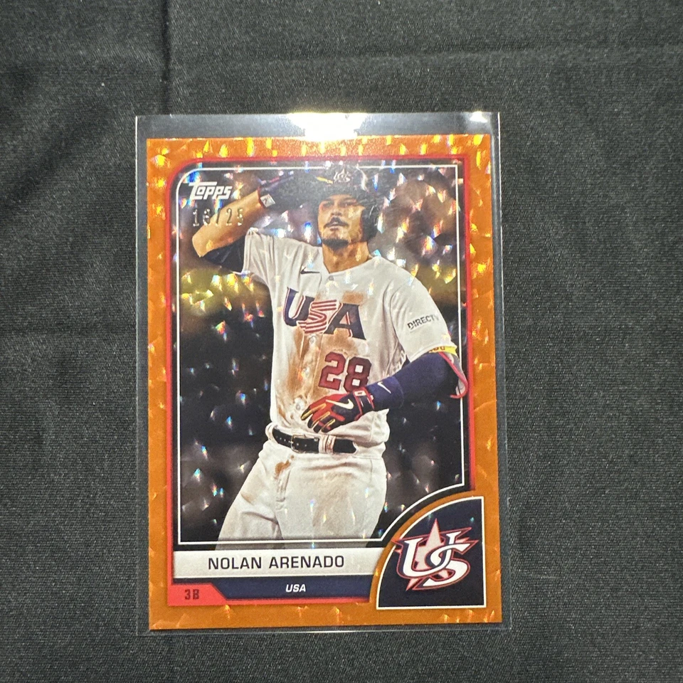 NOLAN ARENADO Orange Cracked Ice 13/25 2023 Topps World Baseball Classic #49 - Image 1 of 4