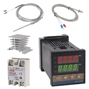 110-240VAC PID REX-C100 Temperaturregler SSR-40A Thermoelement Kühlkörper USA - Bild 1 von 22