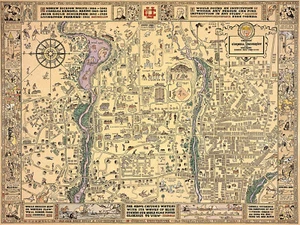 ca1921 Bild Cornell University Campus Karte Kunstdruck Poster Wohnheim Dekor - Bild 1 von 2