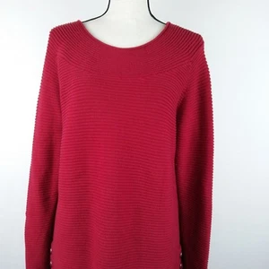 Talbots Red 100% Cotton Scoop Neck Sweater Size Large - Picture 1 of 3