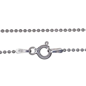 Pulsera de plata de ley para niños con cuentas de bola fina - 1 mm - 6,5 pulgadas - Imagen 1 de 13