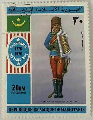 Conjunto de 5 estampillas del bicentenario árabe 1776 árabe uniforme militar de Mauritania islámica 1976 Foto 1 de 4