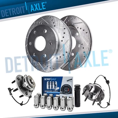 4WD 12'' Front Drilled Rotors Wheel Hubs 12pc Lug Nuts for Silverado Sierra 1500 - Image 1 of 4