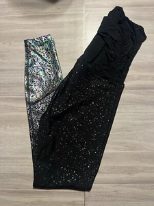 NWOT Beyond The Bump Leggings Alloy Ombre Metallic High Waisted Yoga Midi Large - Picture 1 of 4