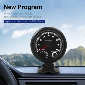 Universal Tachometer 3.75inch 0-8000 rpm gauge with inter shift light Blue Led - Picture 1 of 8