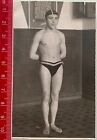 Shirtless Man Trunks Bulge Swim Cap Beefcake Guy Gay Interest Vintage Photo