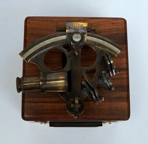 Antique Nautical Sextant Working Navigation with Wooden Box Marine Gift - Picture 1 of 6