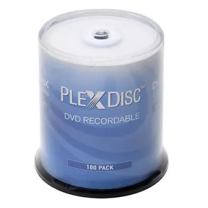 100 PlexDisc 16X 4.7GB DVD+R White Inkjet Hub Printable Disc Cake Box 63C-215-BX - Picture 1 of 3