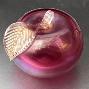 Vtg Murano Art Glass Cranberry Pink Apple Figurine Bookend Paperweight - Picture 1 of 13