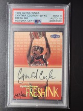 1999 Fleer Ultra WNBA Fresh Ink Auto Cynthia Cooper 343/400 PSA 9 AUTO 10 Comets
