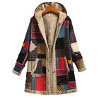 Womens Retro Winter Fleece Jackets Ladies Winter Long Sleeve Hooded Coats Tops
