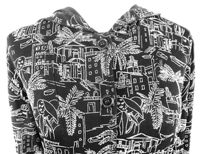 Chico's Travelers Artsy Madrid Print Hoodie Stretch Packable Top SZ 3- fabulous - Picture 1 of 12
