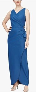 Verziertes seitlich drapiertes Spaltenkleid Alex Evenings Größe 6 Petite - Bild 1 von 5