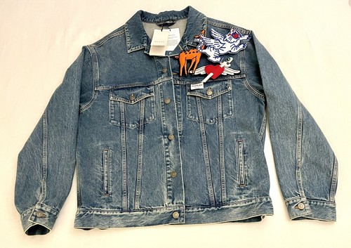 GUCCI APPLIQUE DENIM BLU TRUCKER JACKET ANIMAL SPILLA AUTENTICATA DA EBAY