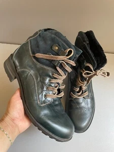 Josef Seibel Sandra 14 dark green leather lace up boots eur 43 - Picture 1 of 21