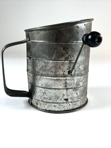 3 Cup Metal Flour Measuring Sifter Bromwell's Vintage Black Handle Kitchen Decor - Picture 1 of 8