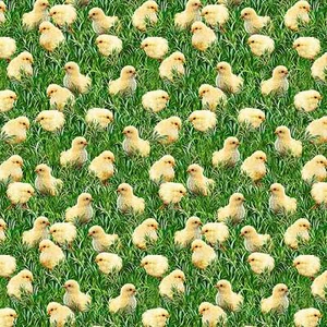 Timeless Treasures - Just Hatched - Chicks On Grass - Green, Fabric BTY - Picture 1 of 2