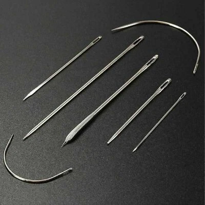 7pc Sewing Needles Repair Kit Upholstery Carpet Curved Fabric Canvas Set - Image 1 of 2