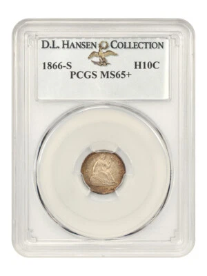 1866-S H10C PCGS MS65+ ex: D.L. Hansen - Image 1 of 4