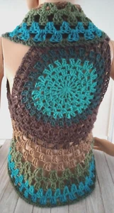 crochet womans handmade boho vest festival shrug top large xl dragon new - Picture 1 of 4
