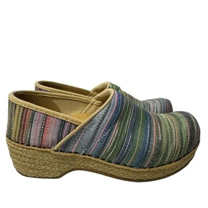 Dansko Jute Pro Clog Womens EU 37 US 6.5-7 Rainbow Multicolor Artisan Weave Shoe - Picture 1 of 11