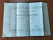 1916/17 ATTESTATO di PROMOZIONE Collegio Municipale 'S. BASILIO' in RANDAZZO