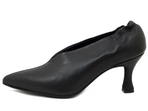 Decolleté Scarpe Donna Morbide Pelle Nappa Nero Tacco Medio 7 cm Made in Italy - Imagen 1 de 5