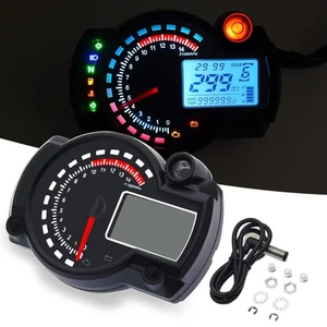 Universal Motorcycle LCD Digital Speedometer Motorbike Odometer Tachometer Gauge - Picture 1 of 14
