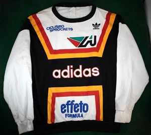 DE COLECCIÓN Adidas ''Piñones Ciclismo" Bordados Cuello Redondo Años 80 Grande - Imagen 1 de 8