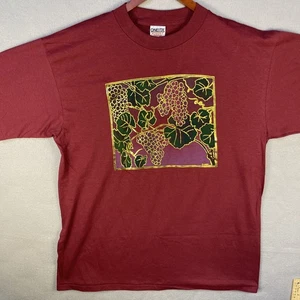 VTG Single Stitch T Shirt Mens XL Purple Grapes Gold Foil Hand Painted Deadstock - Picture 1 of 8
