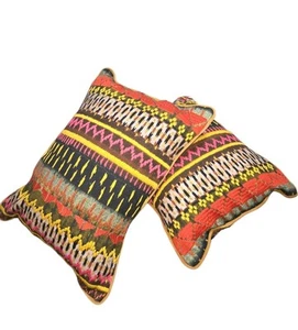 Anthropologie Francesco Set of 2 Multicolored Embroidered Pillows 20"X14"X6" - Picture 1 of 11