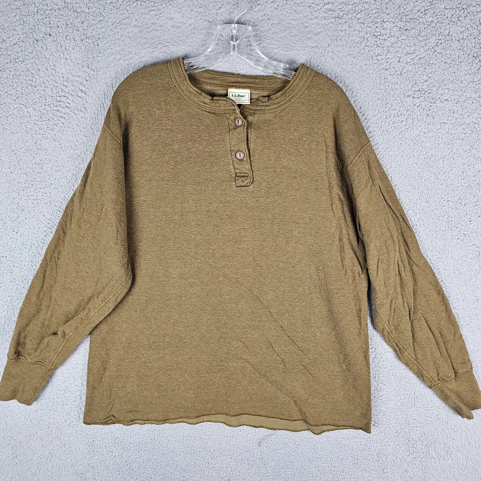 L.L. Bean два слоя реки драйвер рубашка женщин XL коричневый шерсти смесь Henley шеи - Изображение 1 из 4
