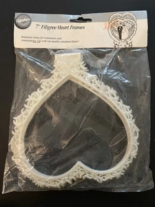 3 Vtg Wilton 7” Filigree Heart Frames Cake Topper Unused Original Package 1991 - Picture 1 of 7