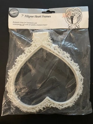 3 Vtg Wilton 7” Filigree Heart Frames Cake Topper Unused Original Package 1991 - Image 1 of 4