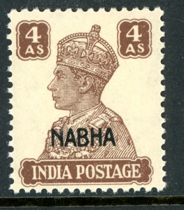 British India 1943 KGV Nabha State 4a Chocolate Scott #109 MNH K459 - Picture 1 of 6