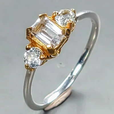 Ювелирные изделия подарок натуральный белый топаз кольцо 925 пробы размер 7,5 /R446658 - Изображение 1 из 4