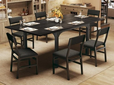 7-Piece Dining Table Set for 4-6 Table Cushion Chairs Dining Table Metal Frame - Image 1 of 4