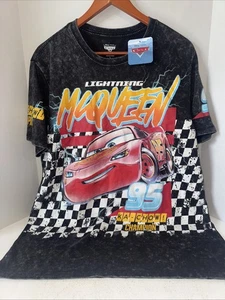 Disney Pixar Cars Lighting Mcqueen 95 Ka-Chow Champion schwarzes Shirt Größe Large - Bild 1 von 11