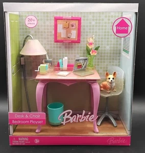 Barbie Schreibtisch & Stuhl Schlafzimmer Spielset mit Zubehör 2006 Mattel #K8609 NRFB - Bild 1 von 6