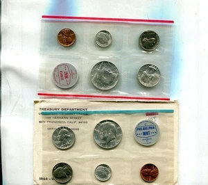 1964 P + D UNITED STATES FULL SILVER MINT SET ORGINAL 5164T - Picture 1 of 1