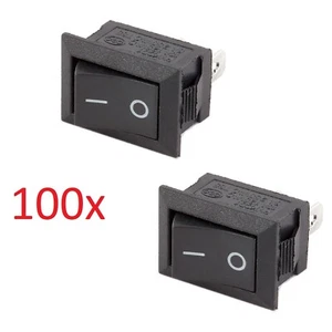 100x SPST On/Off Black Square I/O Rocker Mini 12V Switch for Automotive/Car/Boat - Picture 1 of 12