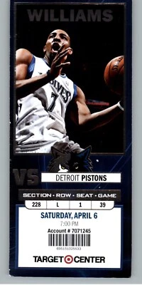 Detroit Pistons vs Minnesota Timberwolves 3/6/2012 Full Ticket Derrick Williams - Image 1 of 2