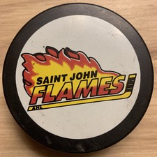 SAINT JOHN FLAMES 🔥 AHL HOCKEY PUCK INGLASCO OFFICIAL AHL APPROVED