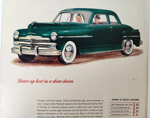 Plymouth Special De Luxe Sedan Vintage 1949 Car Ad Magazine Print Chrysler - Picture 1 of 7