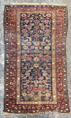 Antique Malayer Herati  Fish Pattern Low-Pile Oriental Rug 89x50 - Image 1 of 4