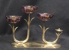 Gunnar Ander Ystad Metal Brass and Glass Candle Holder Sweden (As Found) MCM