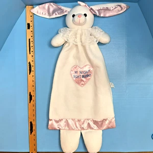 Vintage Dakin My Night Night Bunny Pink Satin Trim Security Blanket Baby Lovey - Picture 1 of 10