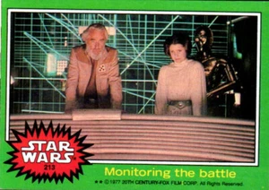 1977 Topps Star Wars Serie 4 Frontera Verde #213 Monitoreo de la batalla ** Error - Imagen 1 de 2
