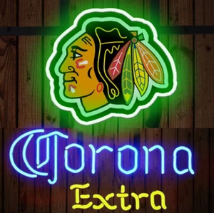 Chicago Blackhawks Corona Extra Neon Sign 19x15 Beer Bar Pub Man Cave Wall Decor - Picture 1 of 3