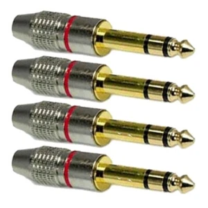 4 Pcs 1/4" 6.35mm Metal Plug Stereo Audio Adapter Connector Solder Type Gold - Picture 1 of 2